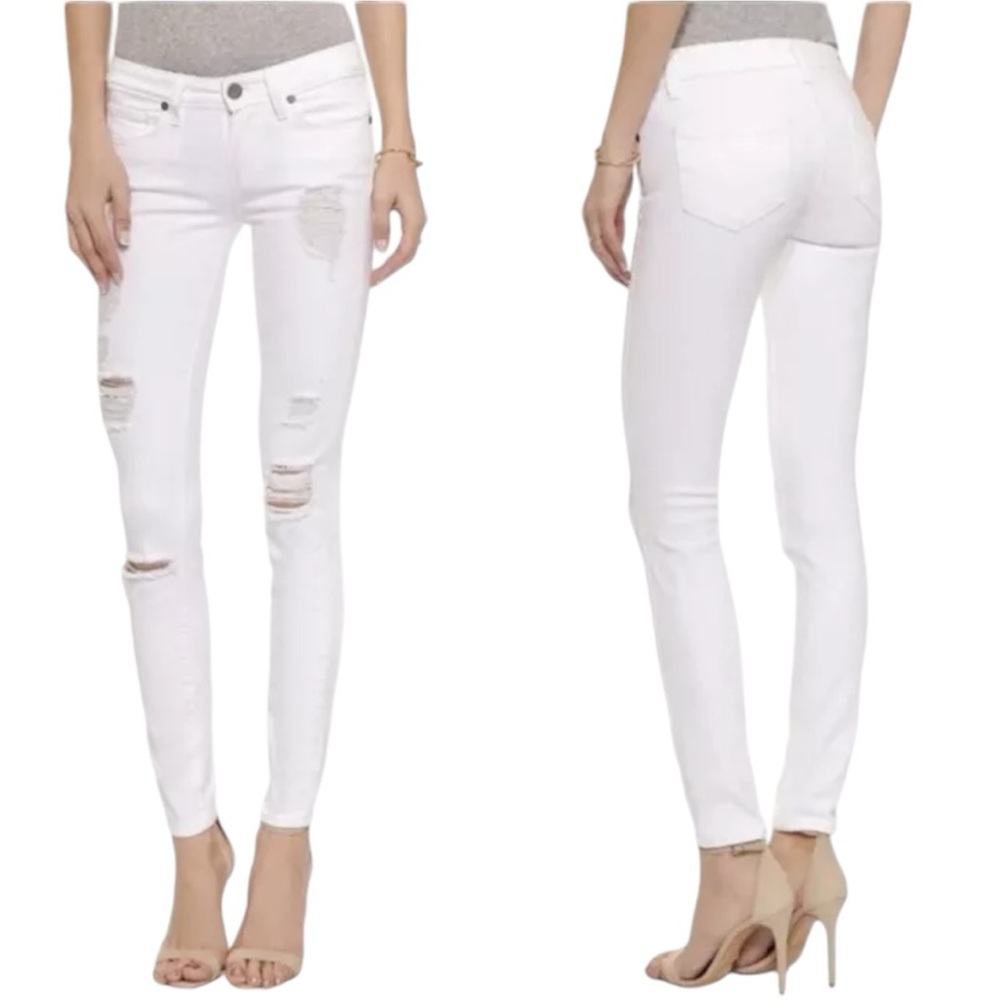 PAIGE Verdugo ankle skinny jean distressed white  25